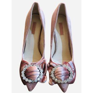 Topshop Pink Velvet Stiletto Heels